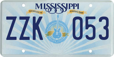 MS license plate ZZK053