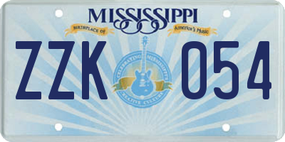 MS license plate ZZK054