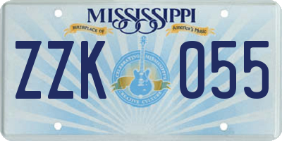 MS license plate ZZK055