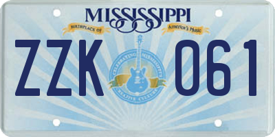 MS license plate ZZK061