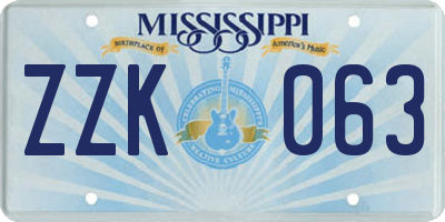 MS license plate ZZK063