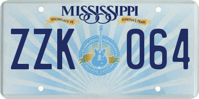 MS license plate ZZK064