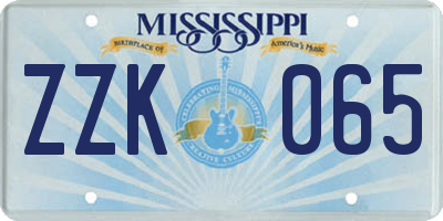 MS license plate ZZK065