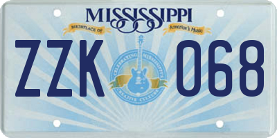MS license plate ZZK068