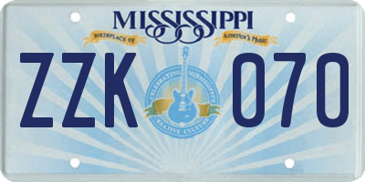 MS license plate ZZK070