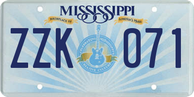 MS license plate ZZK071