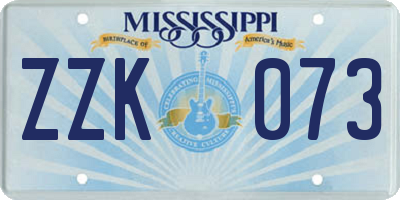 MS license plate ZZK073