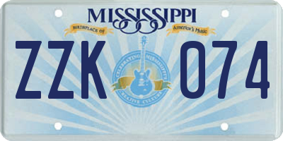 MS license plate ZZK074