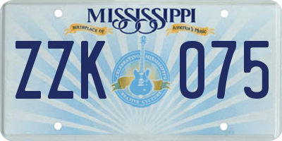 MS license plate ZZK075