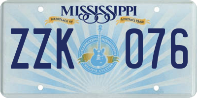 MS license plate ZZK076
