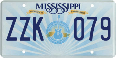 MS license plate ZZK079