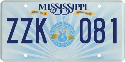MS license plate ZZK081