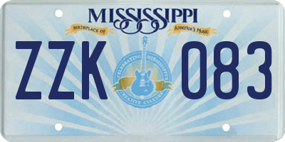 MS license plate ZZK083