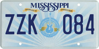 MS license plate ZZK084