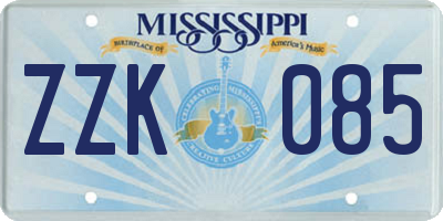 MS license plate ZZK085