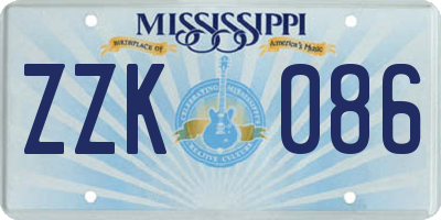 MS license plate ZZK086