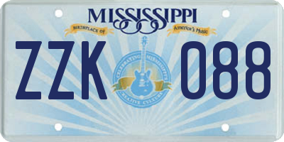 MS license plate ZZK088