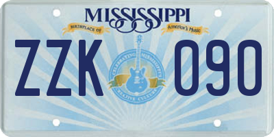 MS license plate ZZK090