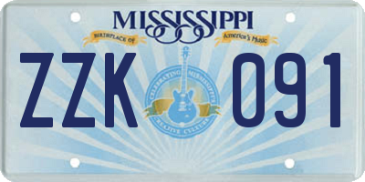 MS license plate ZZK091