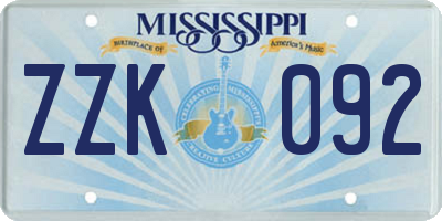 MS license plate ZZK092