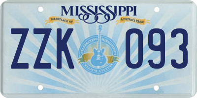 MS license plate ZZK093