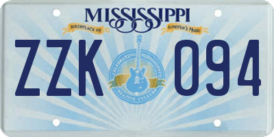 MS license plate ZZK094