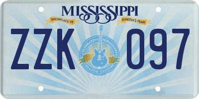 MS license plate ZZK097