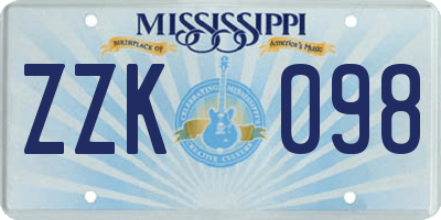 MS license plate ZZK098