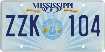 MS license plate ZZK104