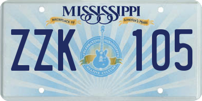 MS license plate ZZK105