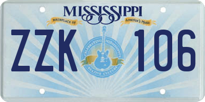 MS license plate ZZK106