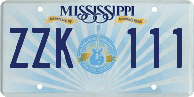 MS license plate ZZK111