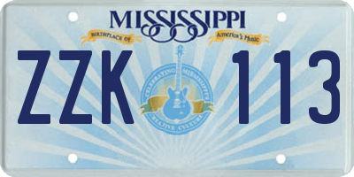 MS license plate ZZK113