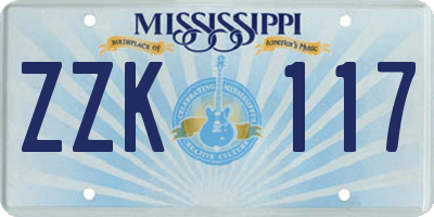 MS license plate ZZK117