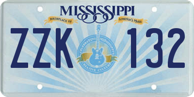 MS license plate ZZK132