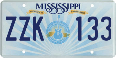 MS license plate ZZK133