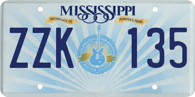 MS license plate ZZK135