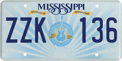 MS license plate ZZK136