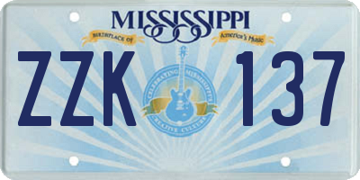 MS license plate ZZK137
