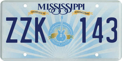 MS license plate ZZK143