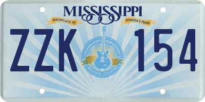 MS license plate ZZK154