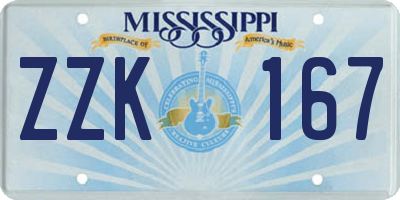 MS license plate ZZK167