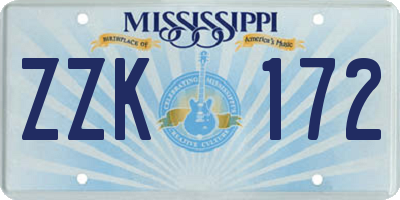 MS license plate ZZK172