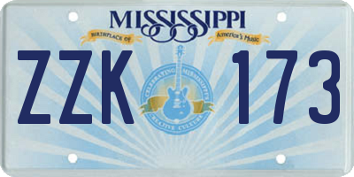 MS license plate ZZK173