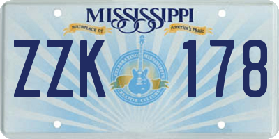 MS license plate ZZK178