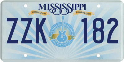 MS license plate ZZK182