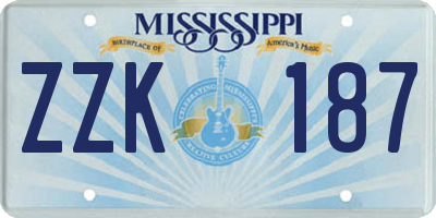 MS license plate ZZK187