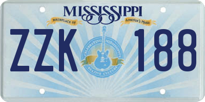 MS license plate ZZK188