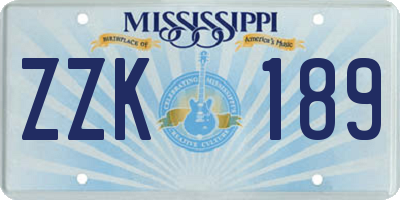 MS license plate ZZK189