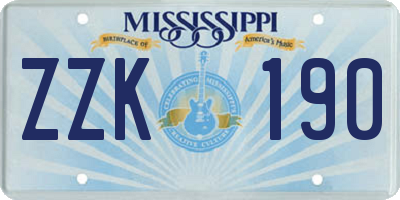 MS license plate ZZK190